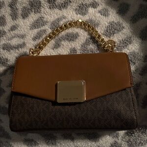 Michael Kors Tan and Gold Shoulder Bag
